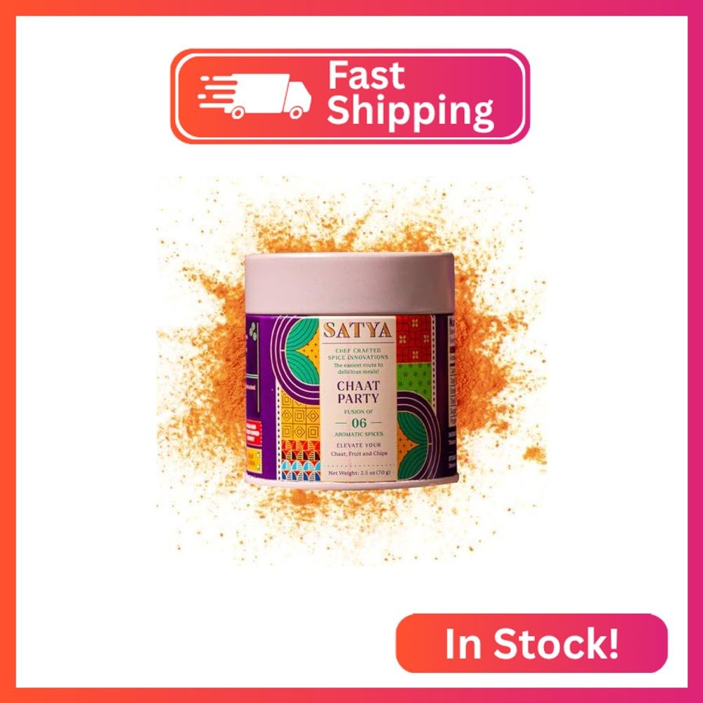 Satya Chaat Masala Seasoning 2.5oz, Authentic Spicy Tangy Indian Chaat Powder, V