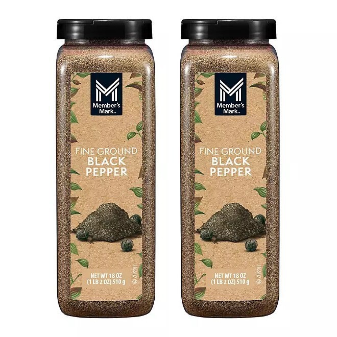 Member’s Mark Fine Ground Black Pepper, Pack of 2, 18 oz EACH ~ EXP: 05/2029