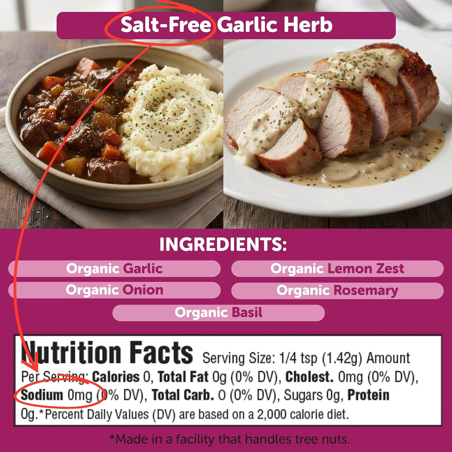 Freshjax Salt-Free Garlic Herb Seasoning (4.2 Oz) All-Purpose Garlic Herb Blend.