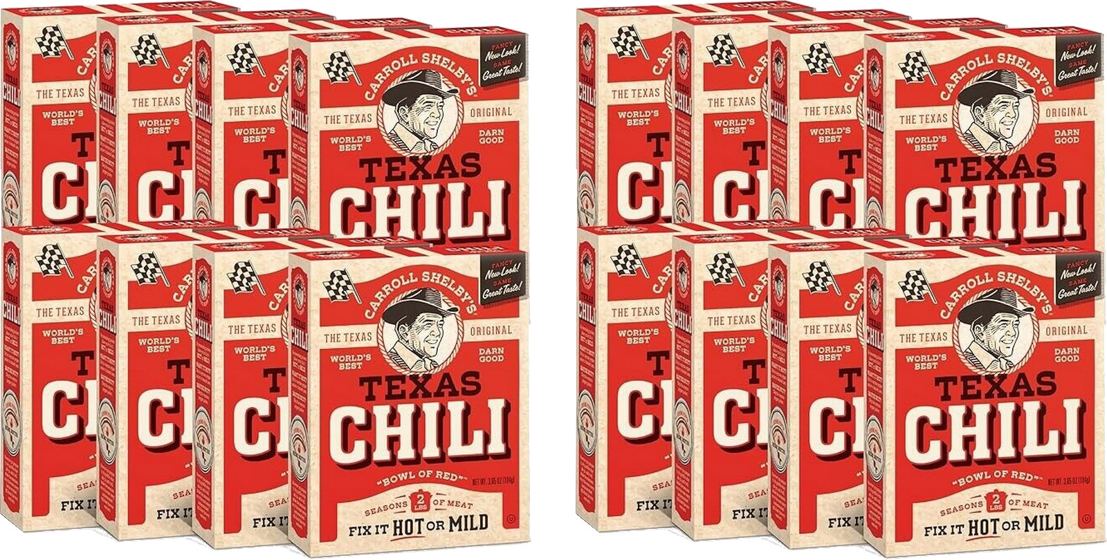 8 PACK Carroll Shelby’s Original Texas Chili Kit 3.65 oz – Authentic Mix