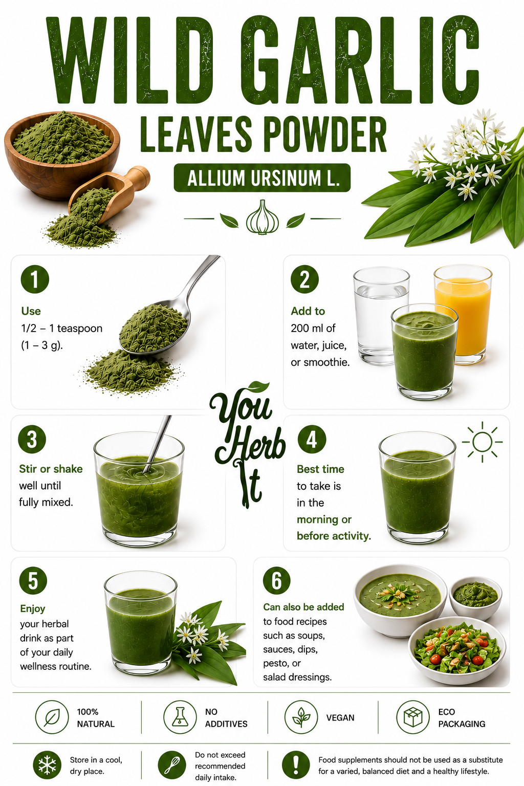 Wild Garlic Leaf Powder Loose Herb 25g-200g – Allium Ursinum
