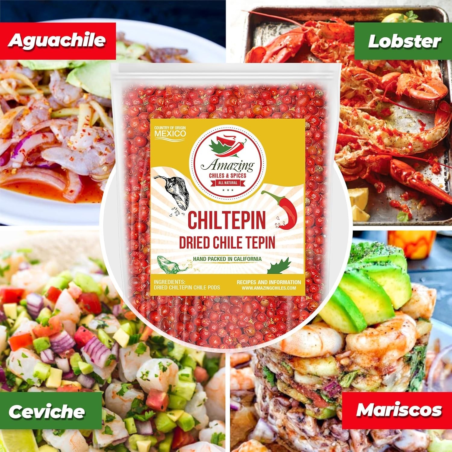 Dried Chiltepin Peppers (Chile Tepin) – 1oz Bag – Great 1 Ounce (Pack of 1)