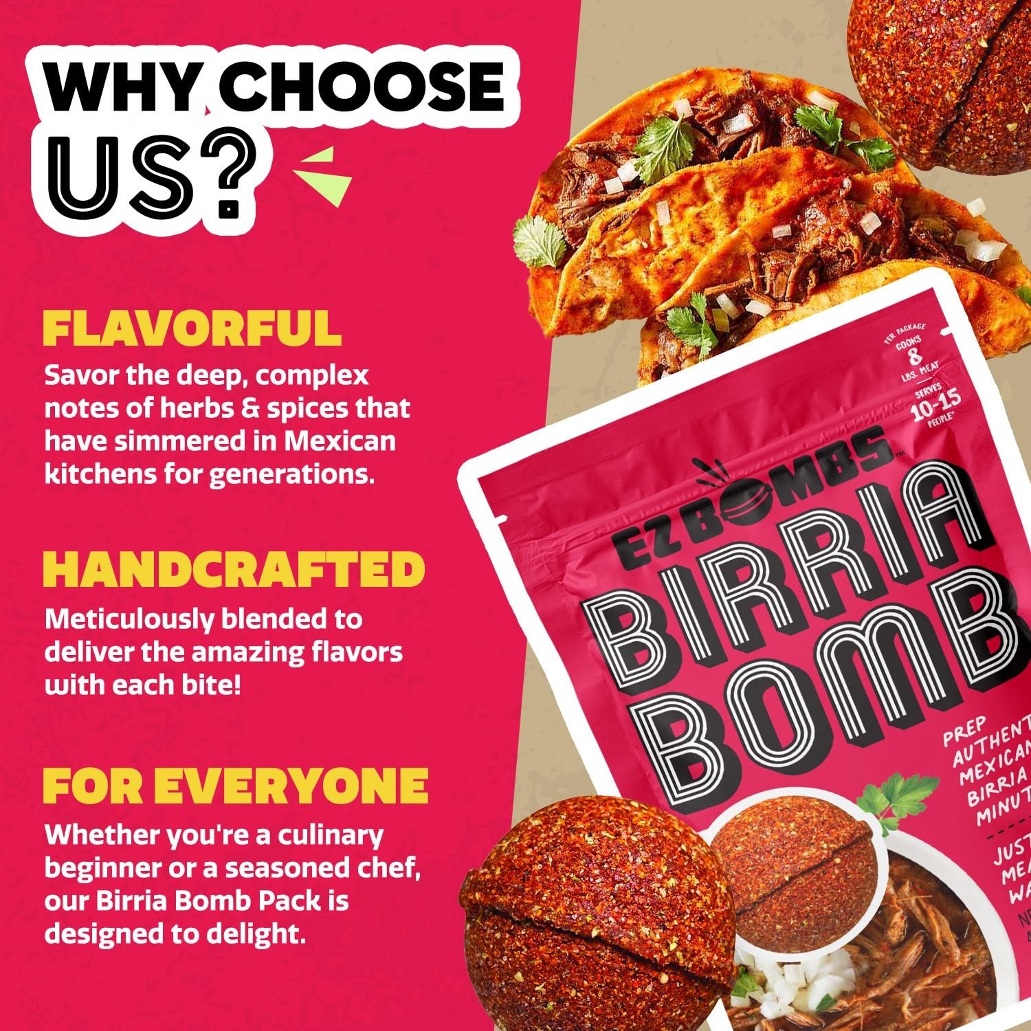 Pack of 2 Birria Bomb Spice Mix – Elevate Tacos, Burritos, and Nachos Easily