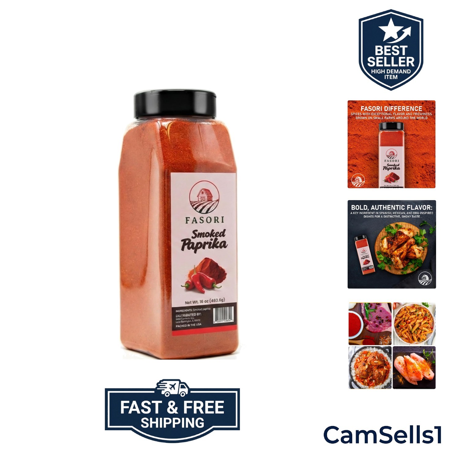 16 oz Smoked Paprika Powder – All-Natural Spice for Gourmet Cooking