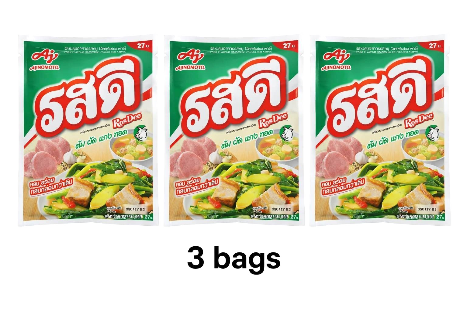 Rosdee Cooking 155g (3 Bags) Powder Food Seasoning Ajinomoto Thai Pork Flavor