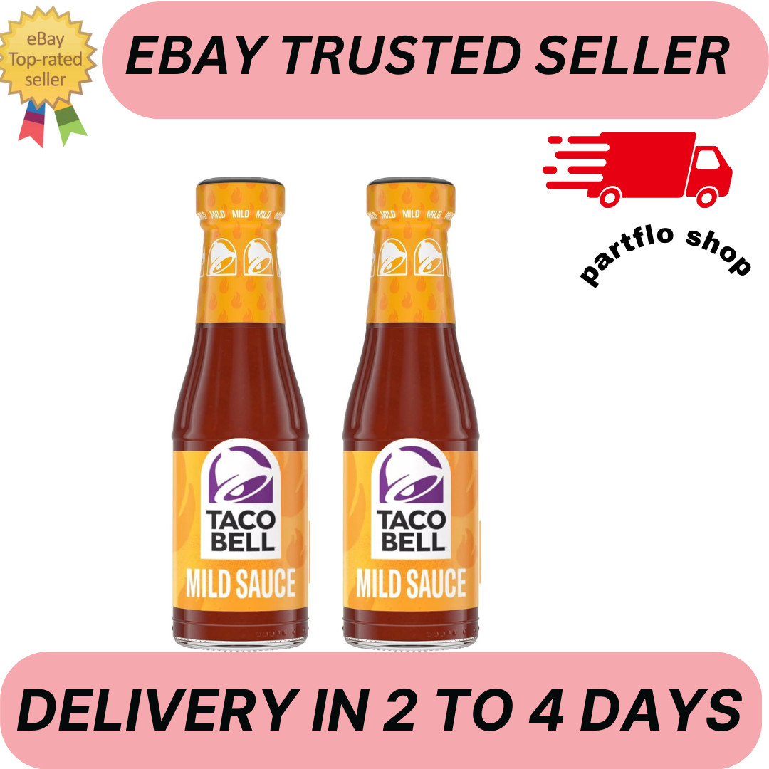 Taco Bell Mild Sauce 7.5 Ounce Bottle (Pack of 2) with By The Cup Swivel Spoons