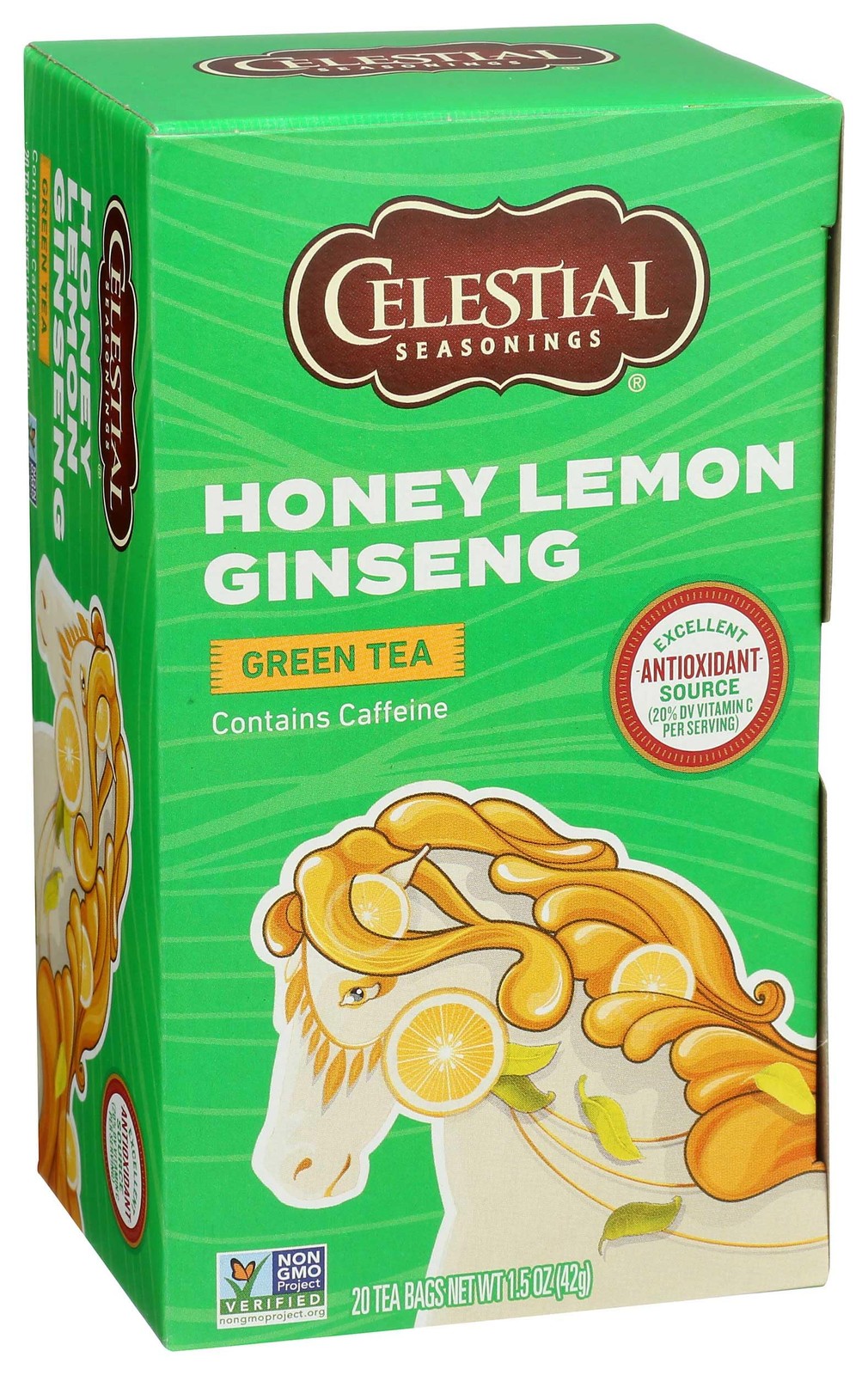 Celestial Seasonings Green Tea, Honey Lemon Ginseng, 20 20 Count (Pack of 6)