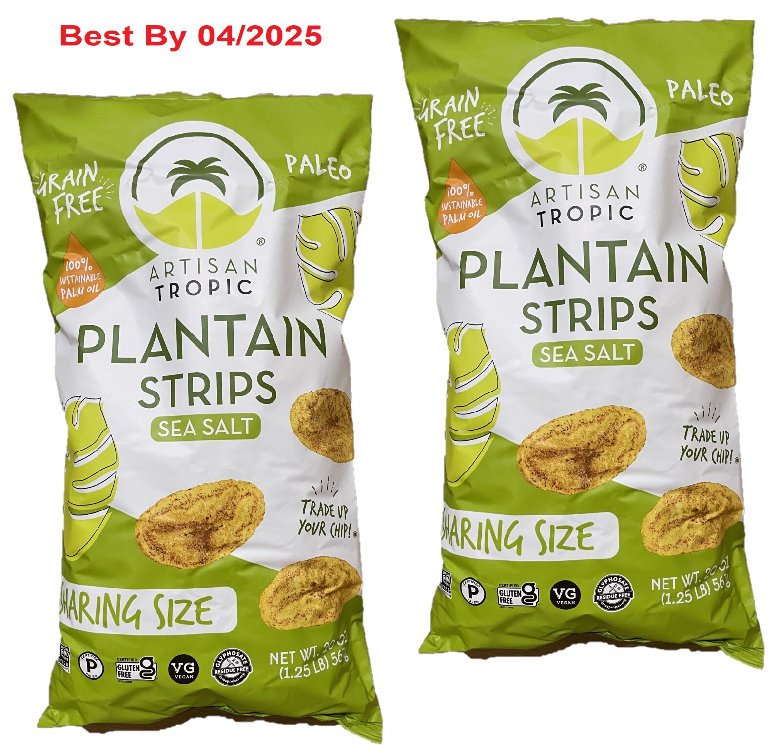 2-PACK Artisan Tropic Plantain Strips – With Sea Salt 20 Oz each bag