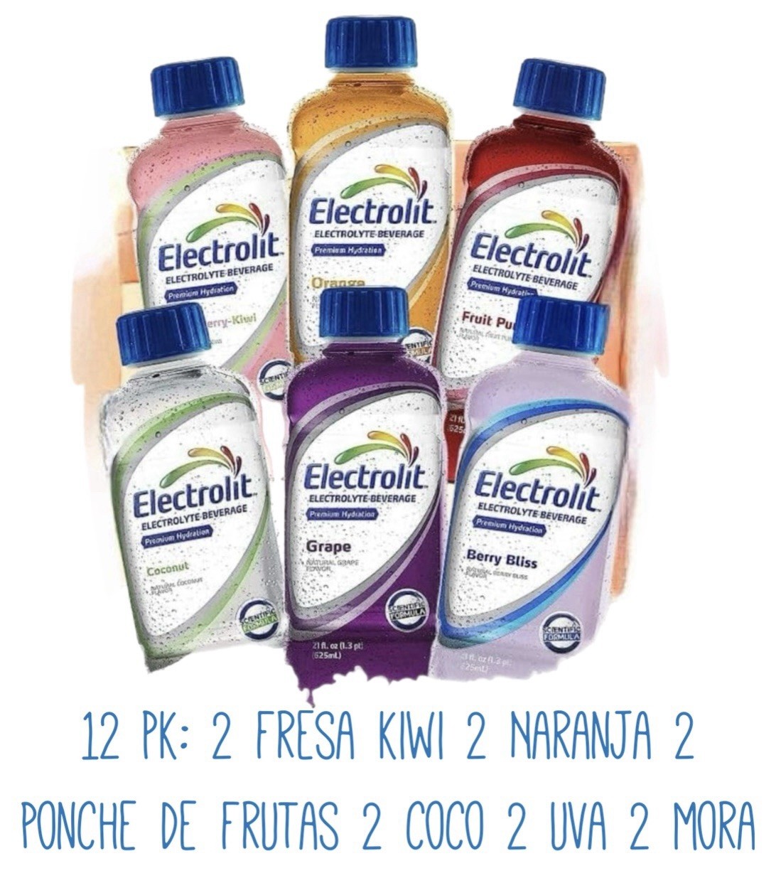 Electrolit Electrolyte Hydration Recovery Drink 21oz Multi Flavor Variety 12 Pk