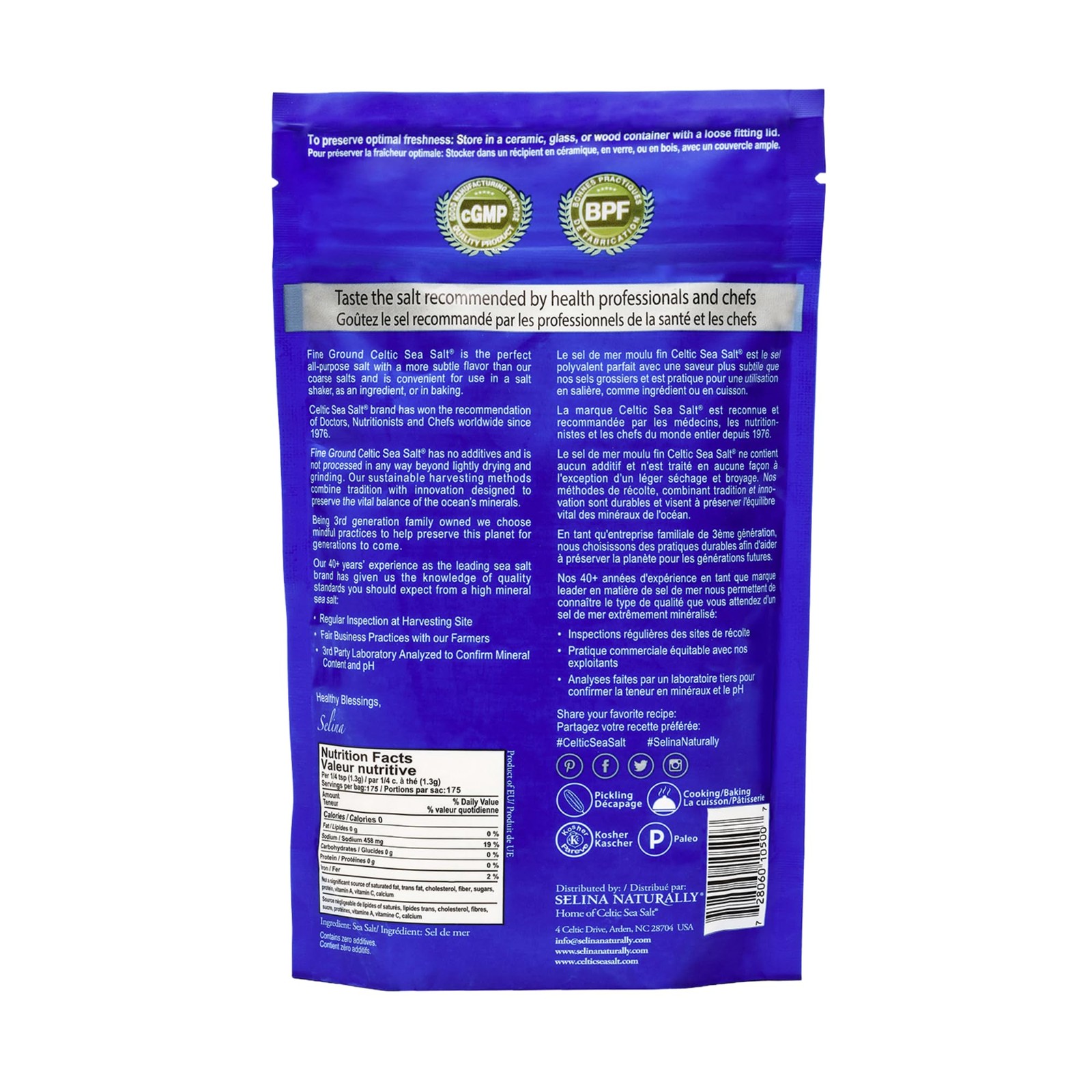 Fine Ground Natural Mineral Salt Cooking Baking Seasoning 0.5 lb Resealable Bag