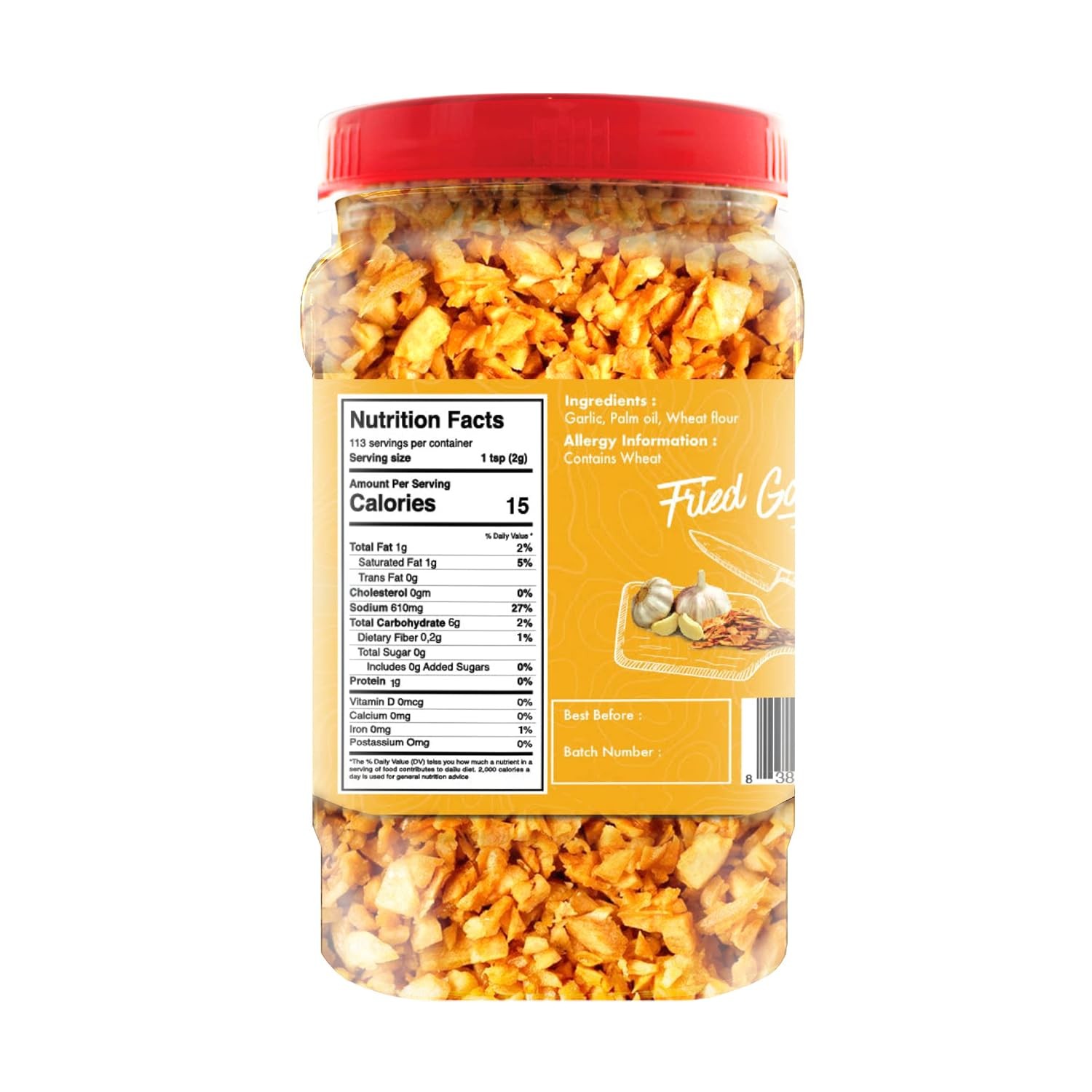 Jans Crispy Fried Garlic | Garnishing, Seasoning, Topping | Large 8 oz