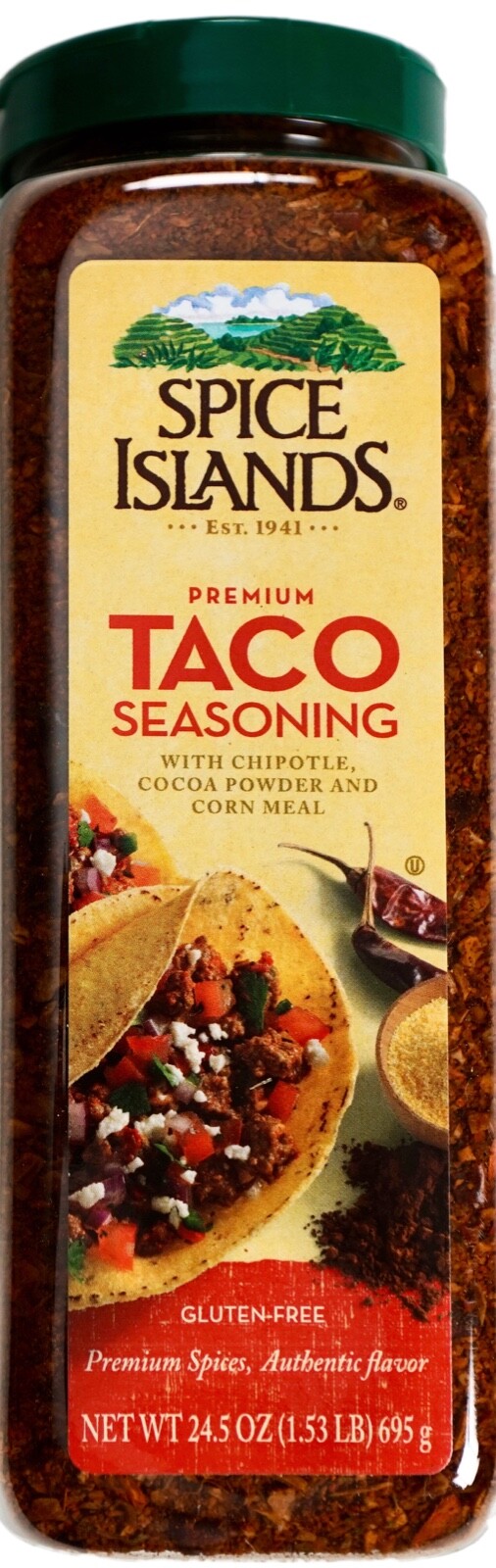 Spice Islands Premium Taco Seasoning Chipotle Cocoa Corn Meal, 24.5 Ounce