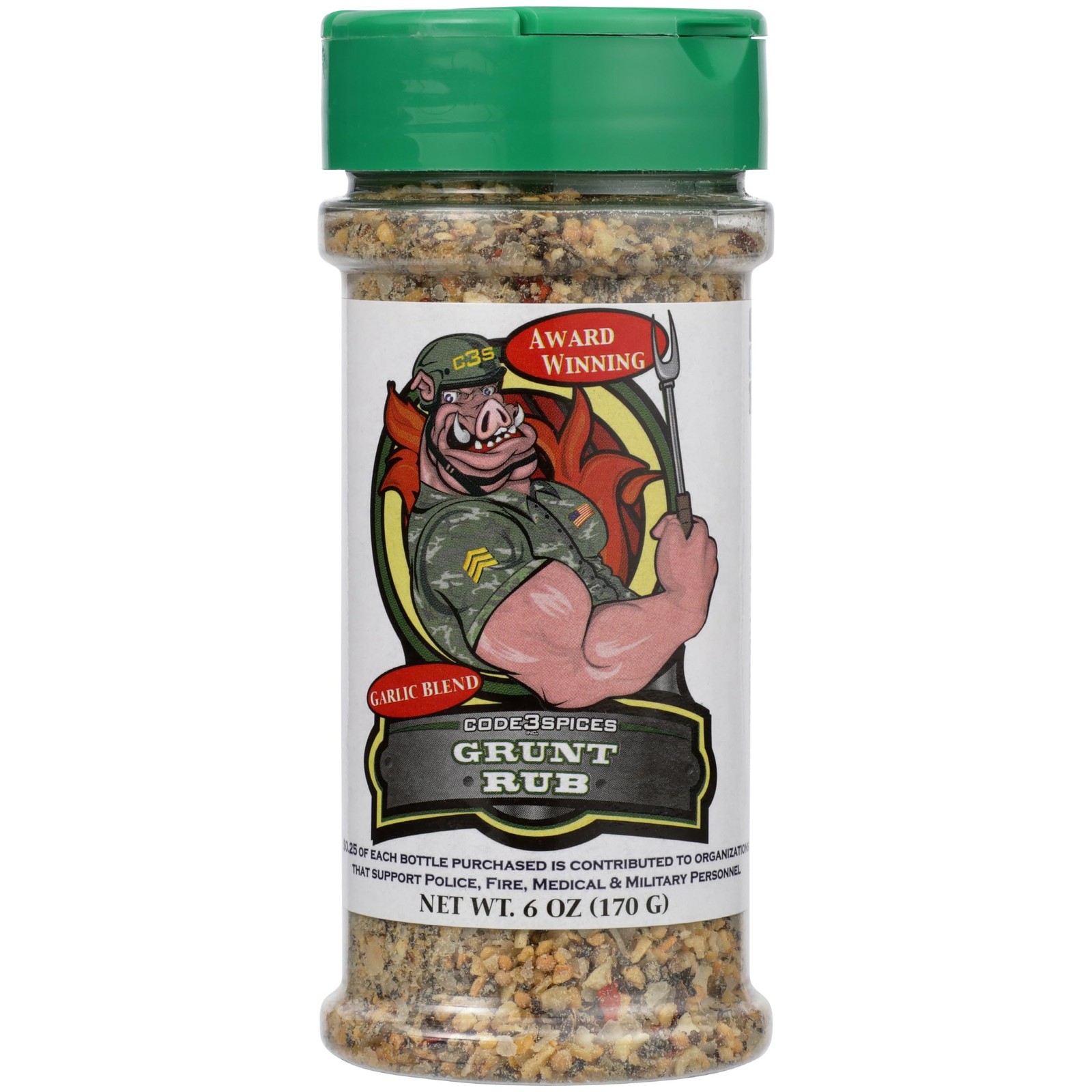 Code 3 Spices, Rub Grunt, 6 Ounce 6 (Pack of 1)