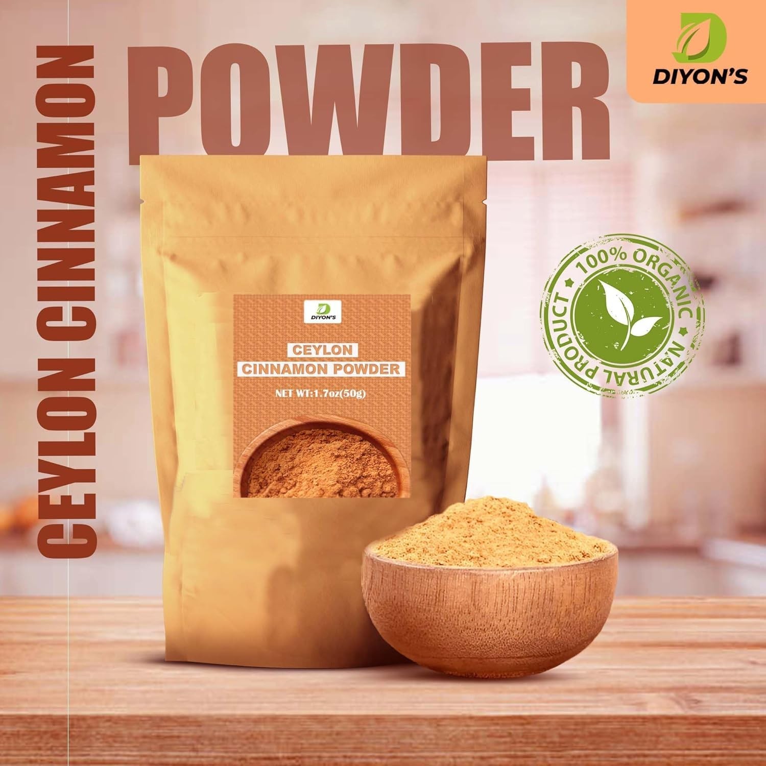 Ceylon Cinnamon Powder 1.7oz – 100% Pure Low Coumarin for Health & Flavor