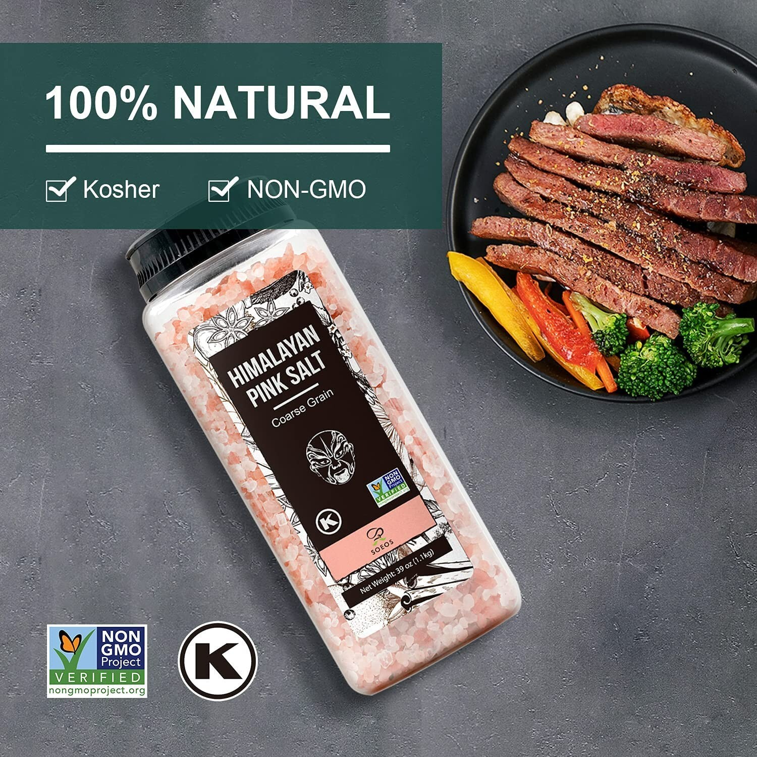39oz Himalayan Sea Salt Refill – Non-GMO, Kosher, Coarse Grain Perfection