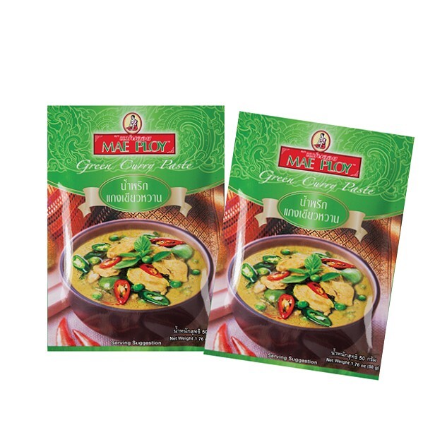 2x MAE PLOY Green Curry Paste Cooking Recipe Thai Food Original Seasoning 50 g.