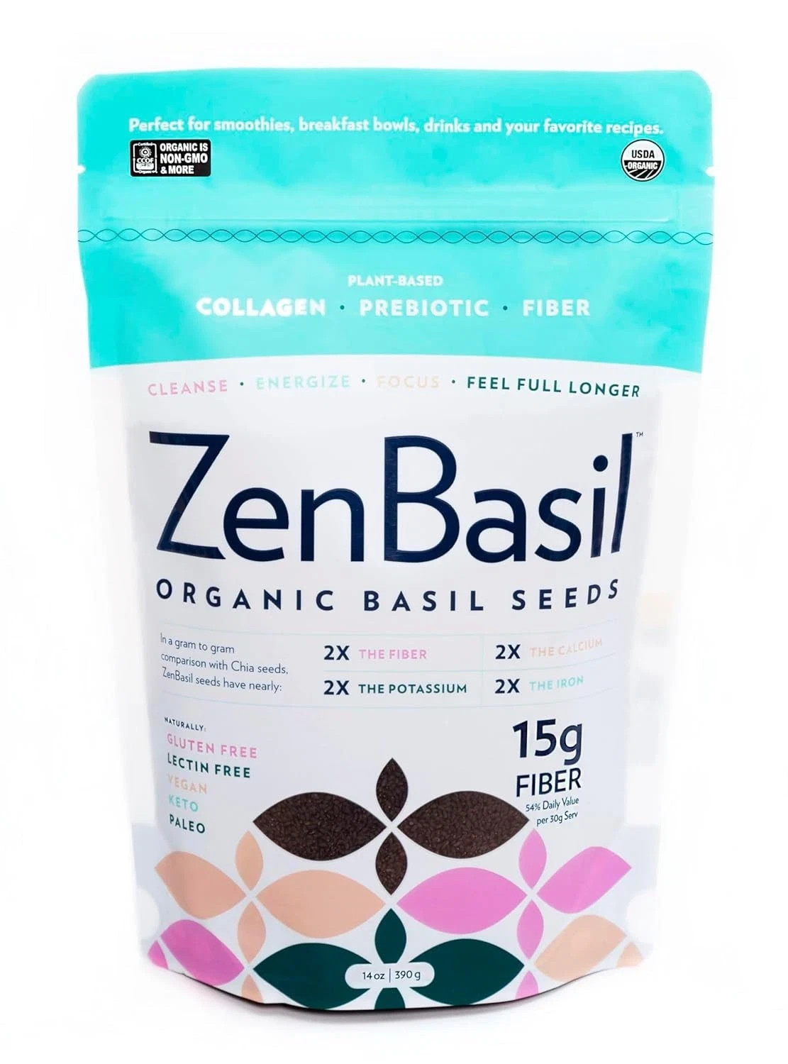 Zen Basil Seeds | edible basil seeds usda organic, kosher, non-gmo, lectin…