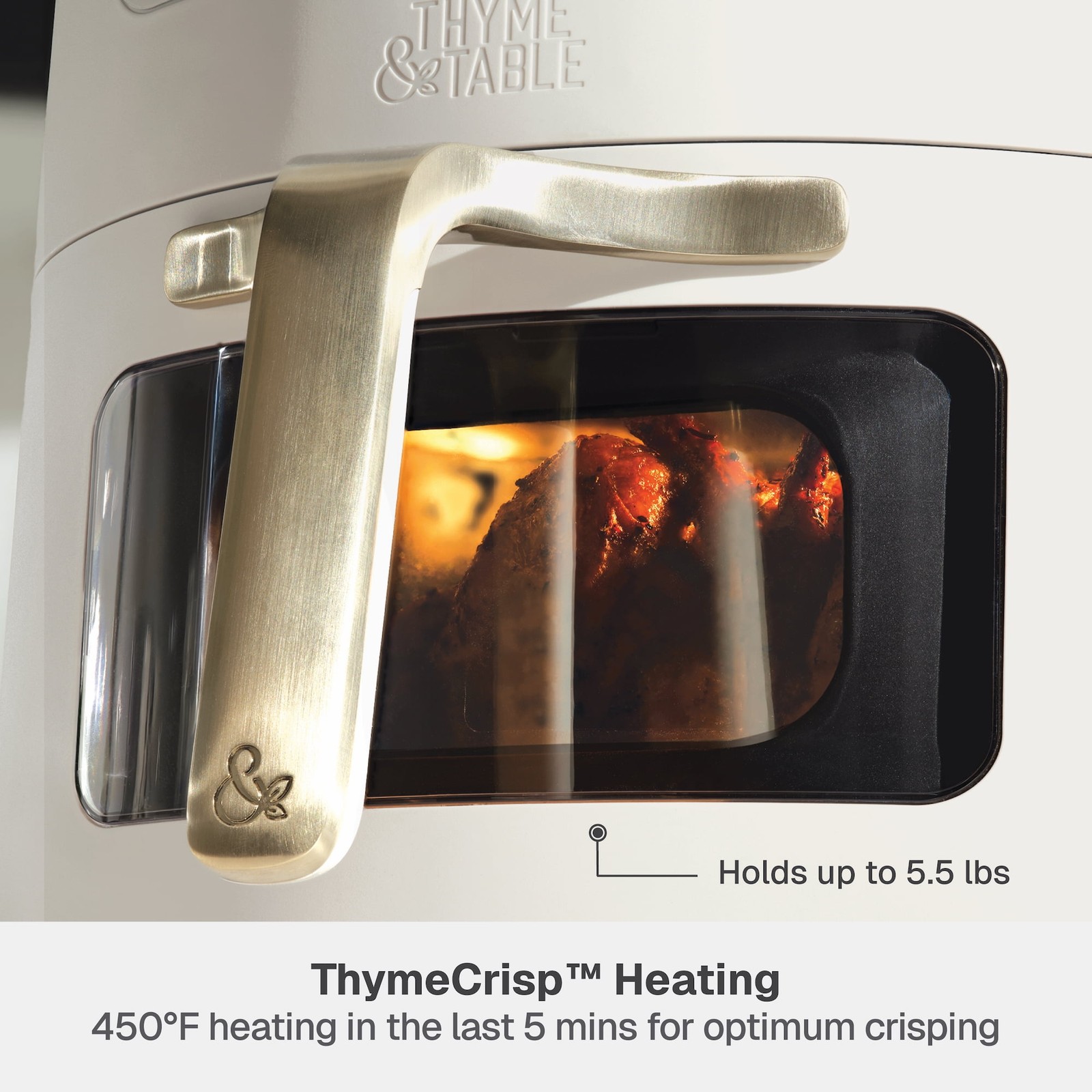 6QT Air Fryer, with Thymecrisp™ and Ceramic-Coated Nonstick Basket, Sand White