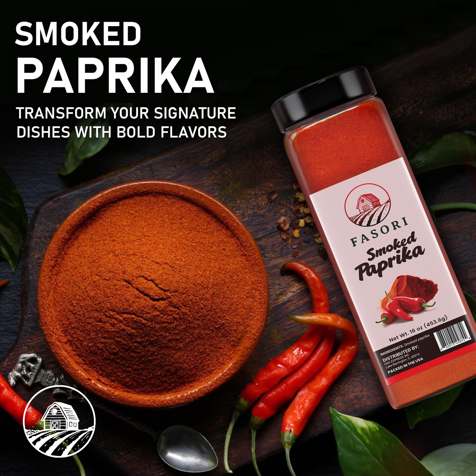 Fasori Smoked Paprika Powder 16 oz (453 g) – Oak Wood 16 Ounce (Pack of 1)