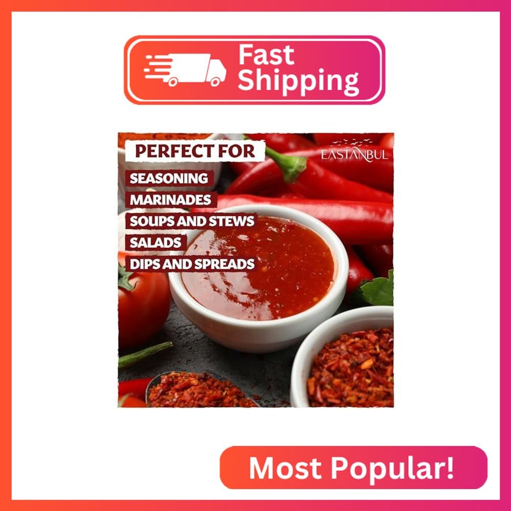Eastanbul Aleppo Pepper, 2.82oz, Aleppo Pepper Flakes, Ground from Turkey, Pul B