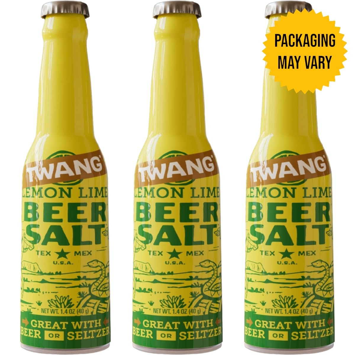 Twang Flavored Beer Salt Seasoning, Lemon Lime, 1.4 Ounce (Pack of 3), yellow