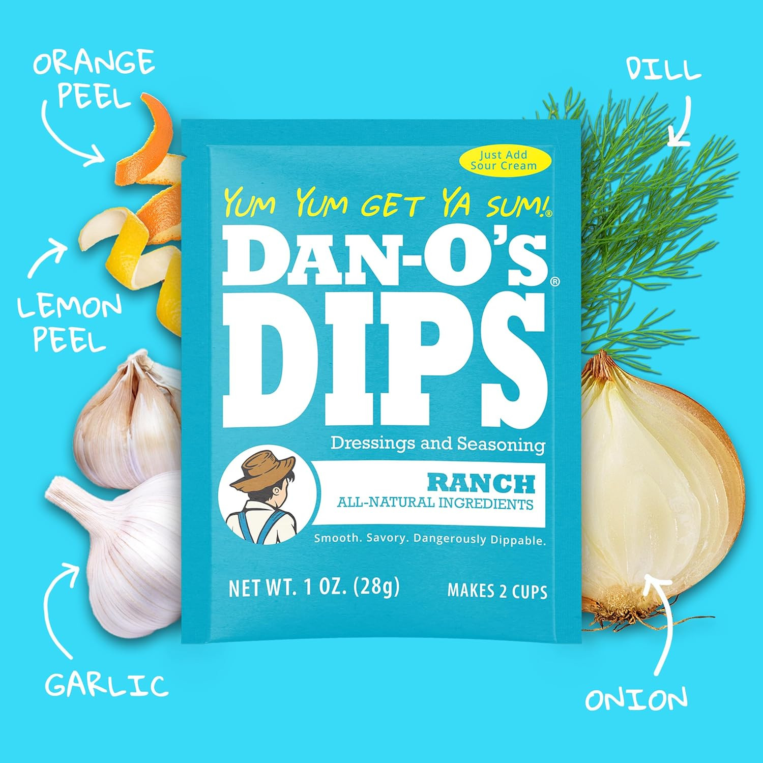 Dan-O’S Dips Variety Pack (16 Pack) – Ranch, Mexi-Ranch, French Onion & Dill Dip