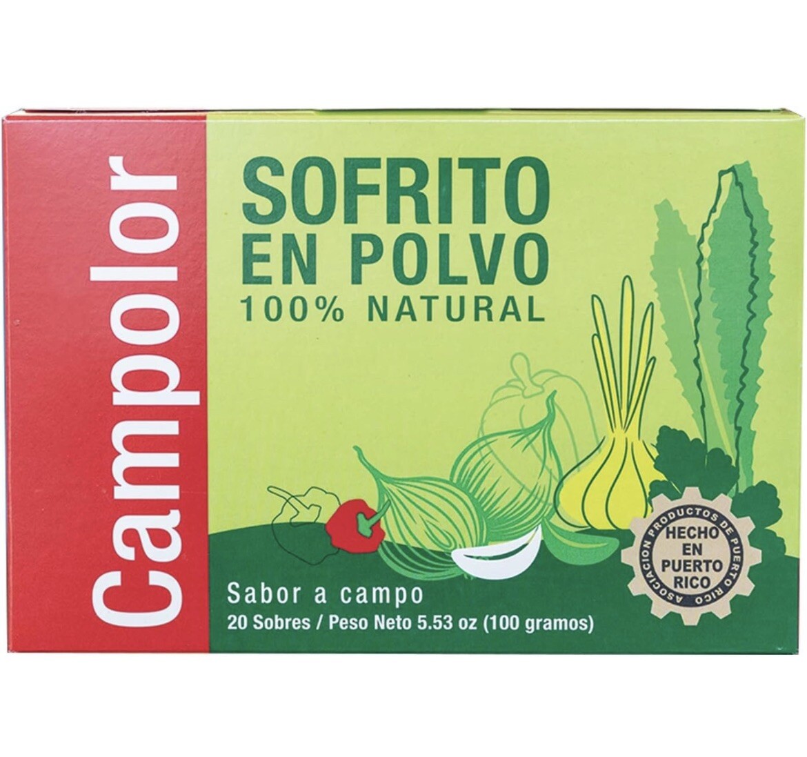 CAMPOLOR POWDER STIR FRY SEASONING PUERTO RICO SOFRITO EN POLVO 20PKS-5.53oz