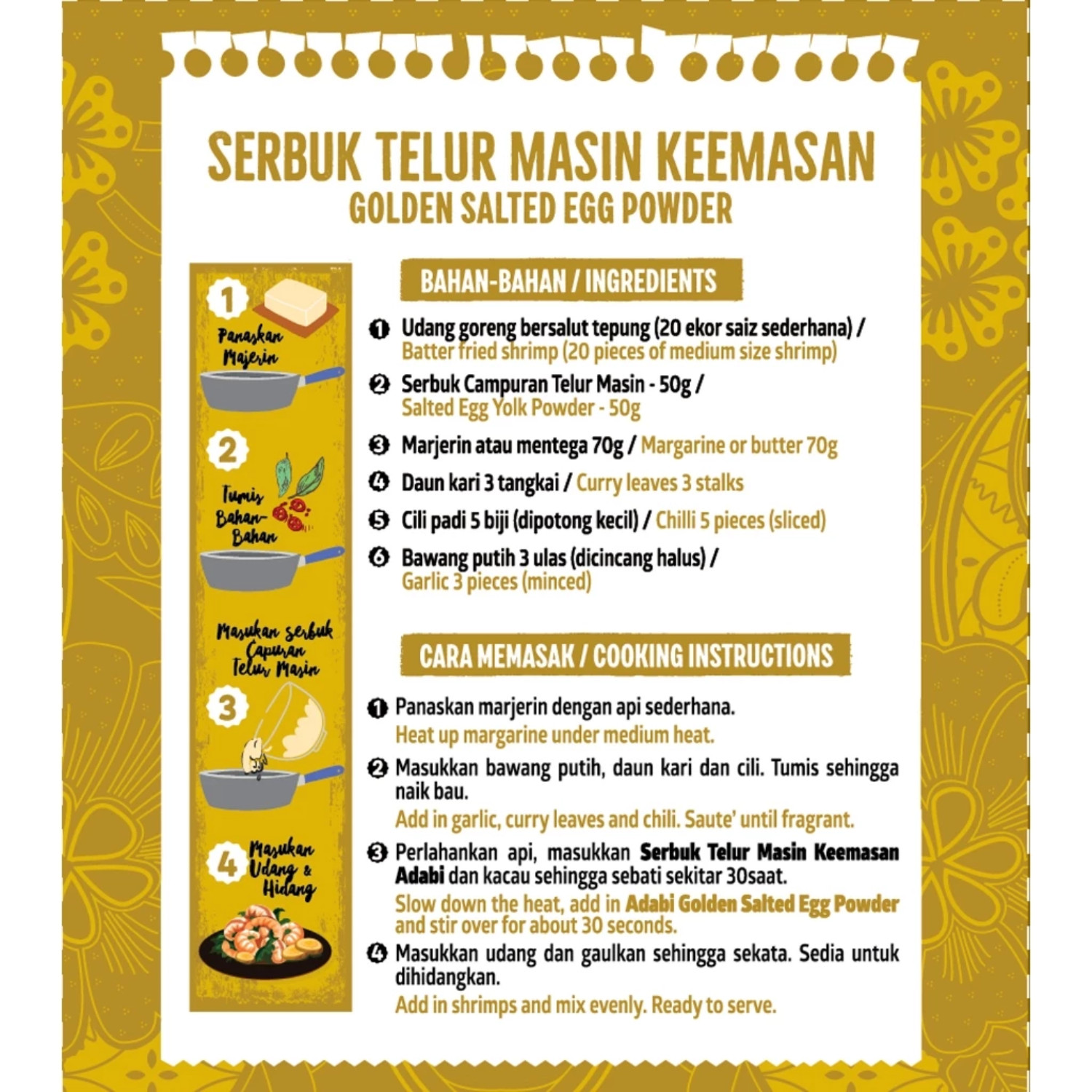 Adabi Golden Salted Egg Powder 250g – 3 Pack Bundle Express Shipping