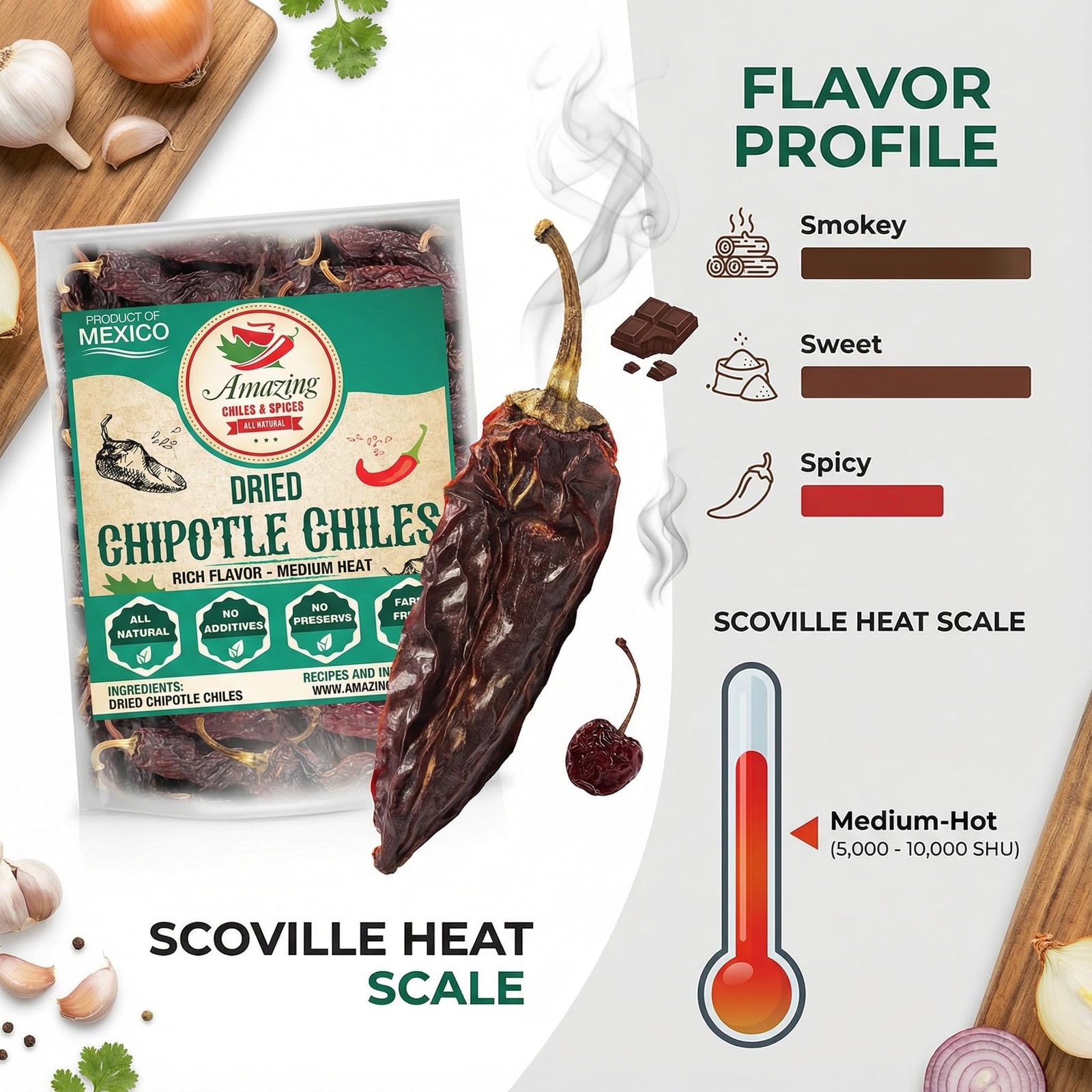 Dried Chipotle Morita Chile Peppers 4 oz – Robust Smokey Flavor, Use For Mexi…