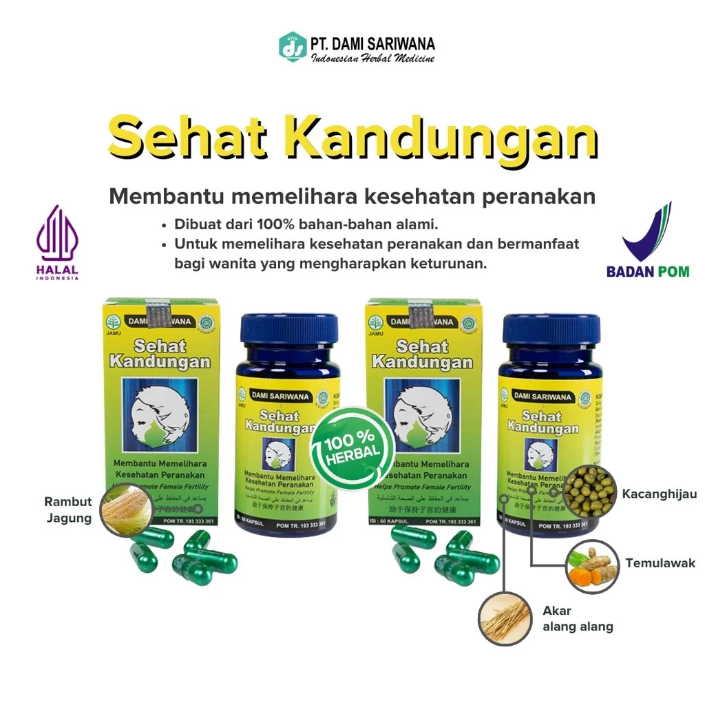 2x SEHAT KANDUNGAN 60 Caps Natural Organic Herbs Spices Fresh Pure Hygienic