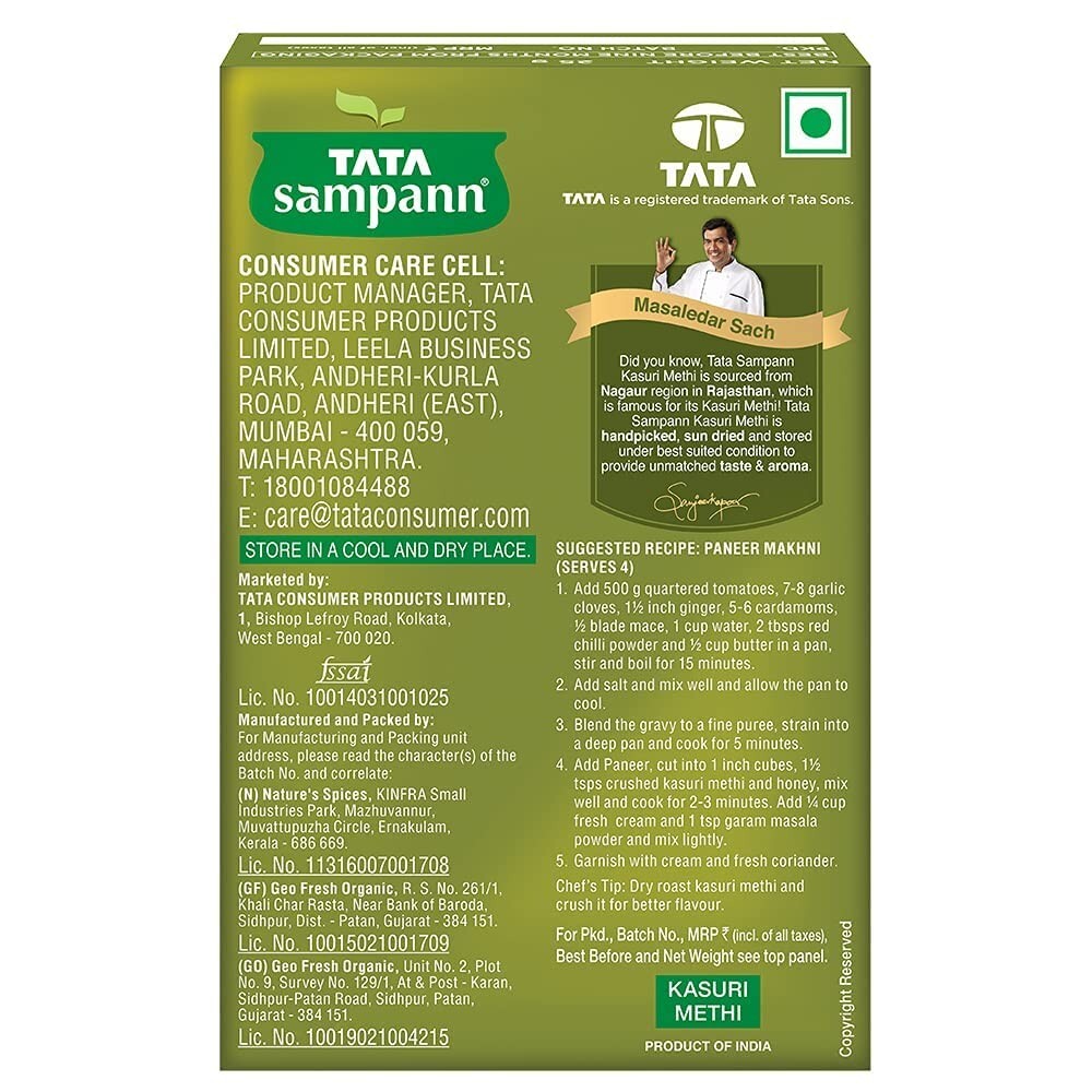Tata Sampann Kasuri Methi with Natural Oils, 25g