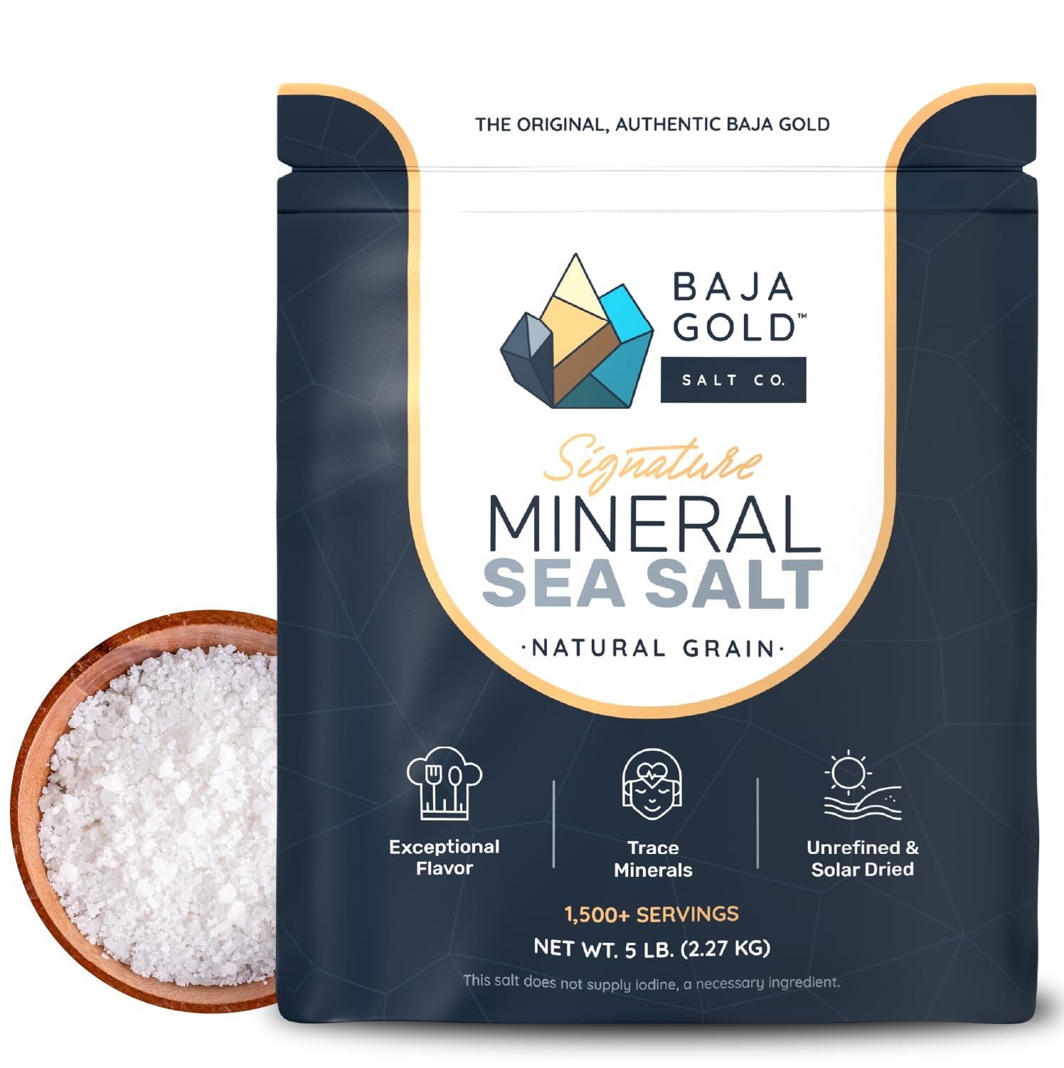 Mineral Sea Salt Organic Natural Grain Low Sodium 5 lb. Bag 1,500+ Servings