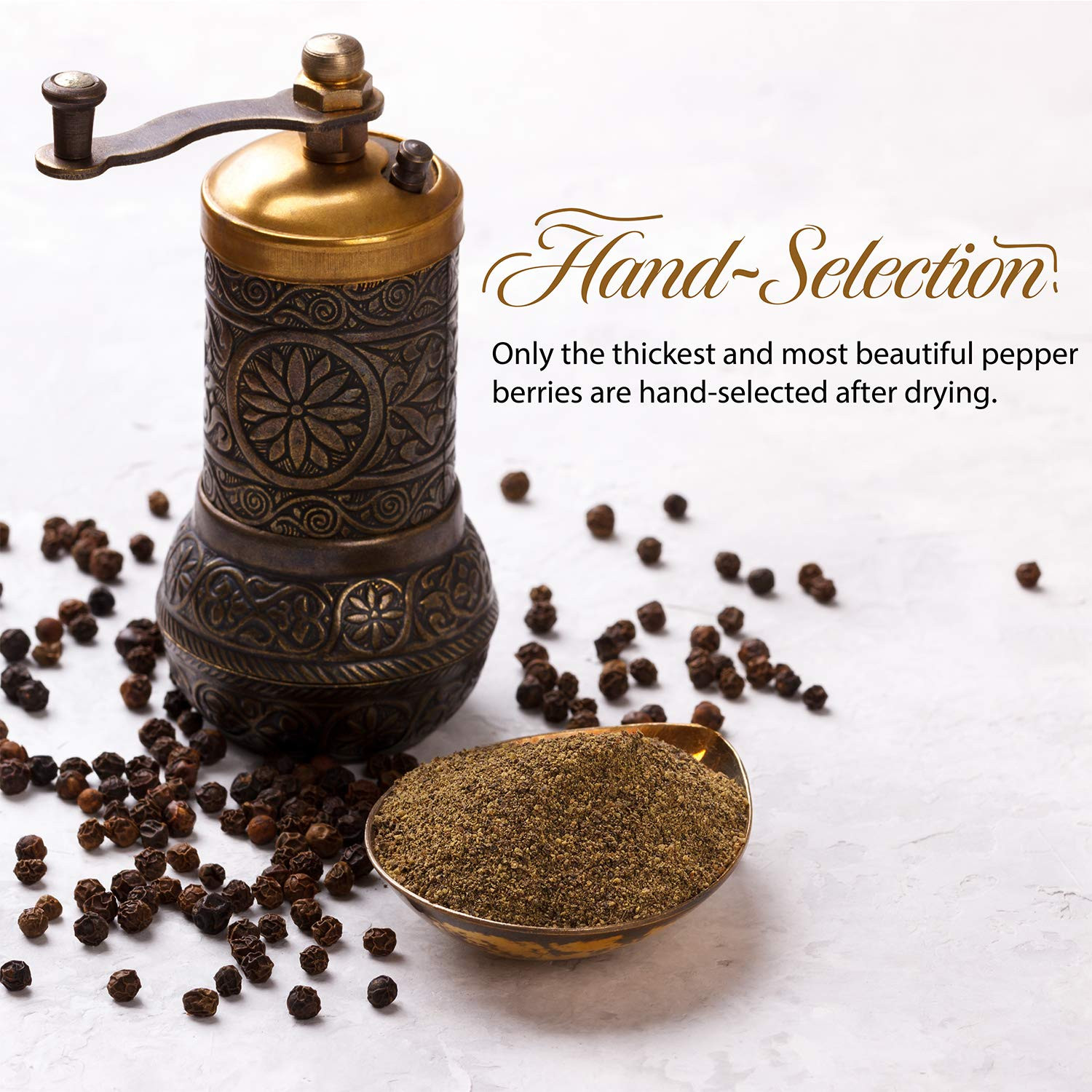 Black Tellicherry Peppercorns for Grinder Packed in the USA – Steam Sterilized K