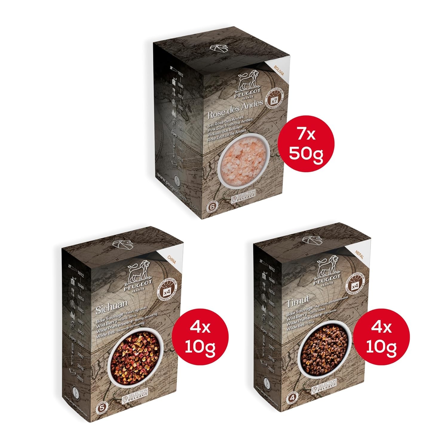 Peugeot Gourmet Spice Sachet Bundle – 15 Sachets Total – Timut Wild Pepper (4 x