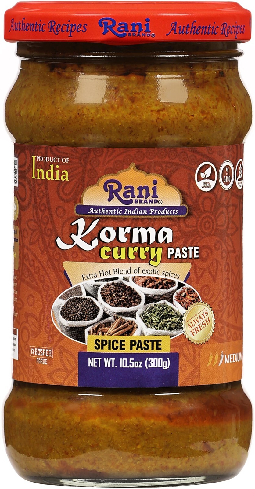Rani Korma Curry Cooking Spice Paste 10oz (300g) Glass Jar