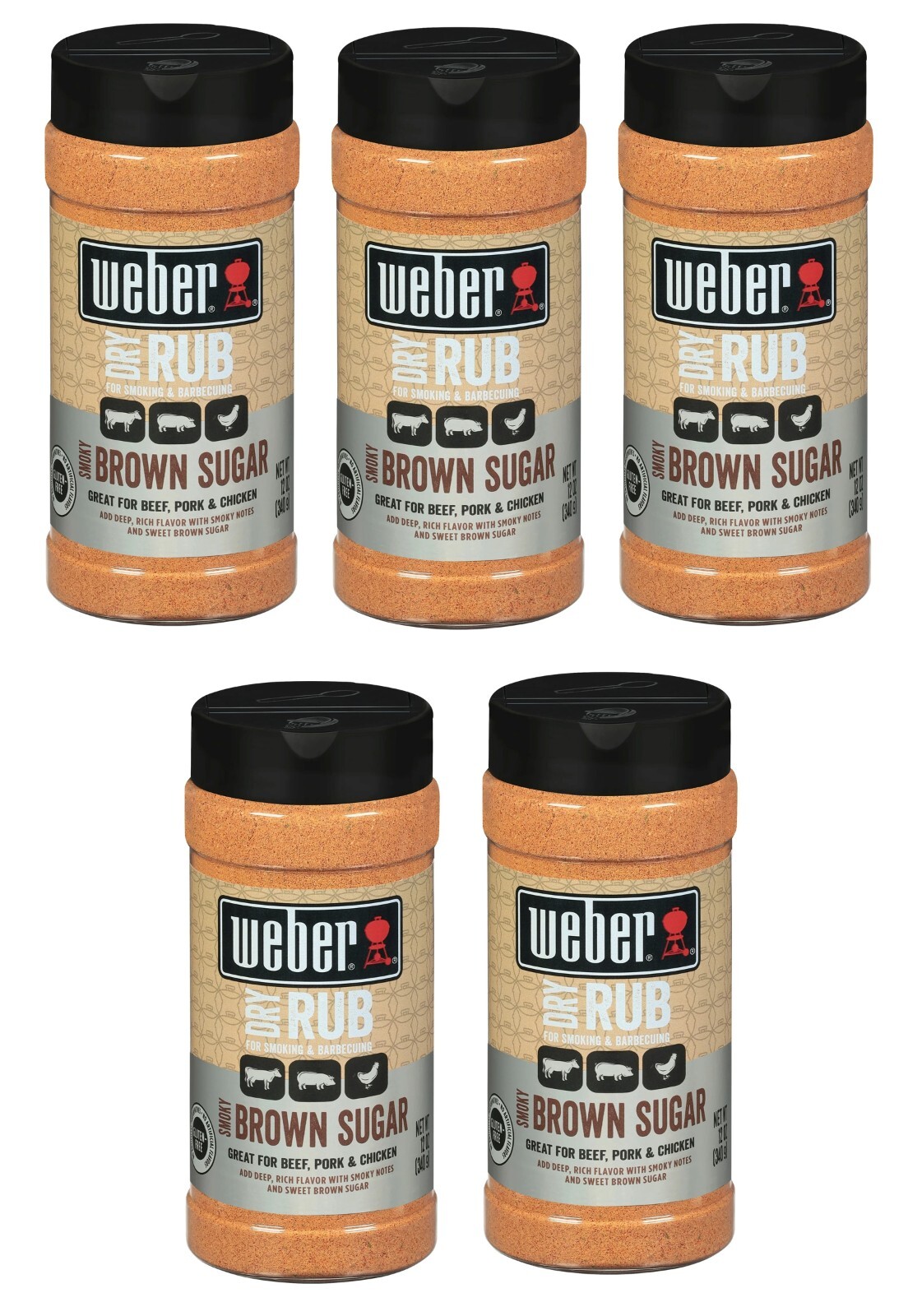 Weber Smoky Brown Sugar Dry Rub 5-Pack (12 oz ) Perfect for Beef, Pork & Chicken