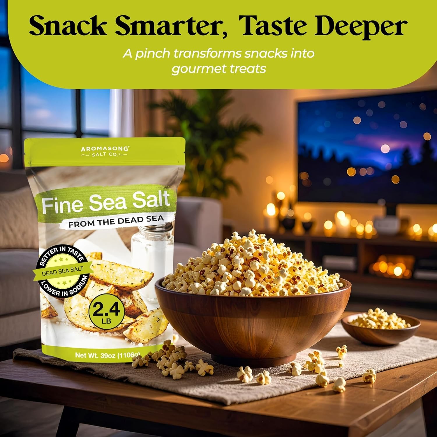 100% Natural Sea Salt From the Dead Sea, Fine Grain Table Salt, Large Bulk 2.43