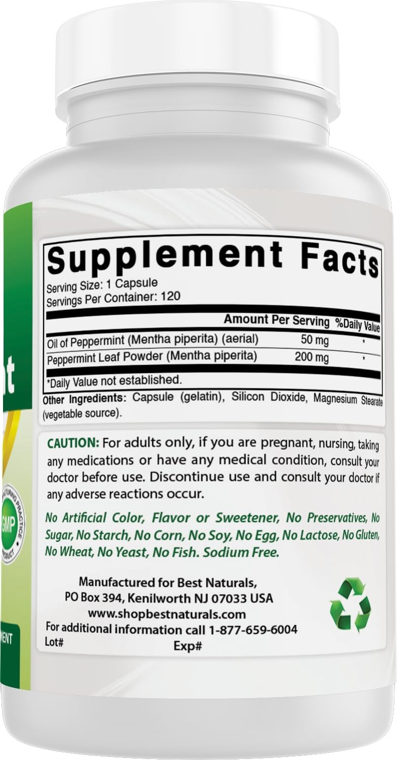 Best Naturals Peppermint Oil 250 mg 120 Capsules (120 120 Count (Pack of 2)