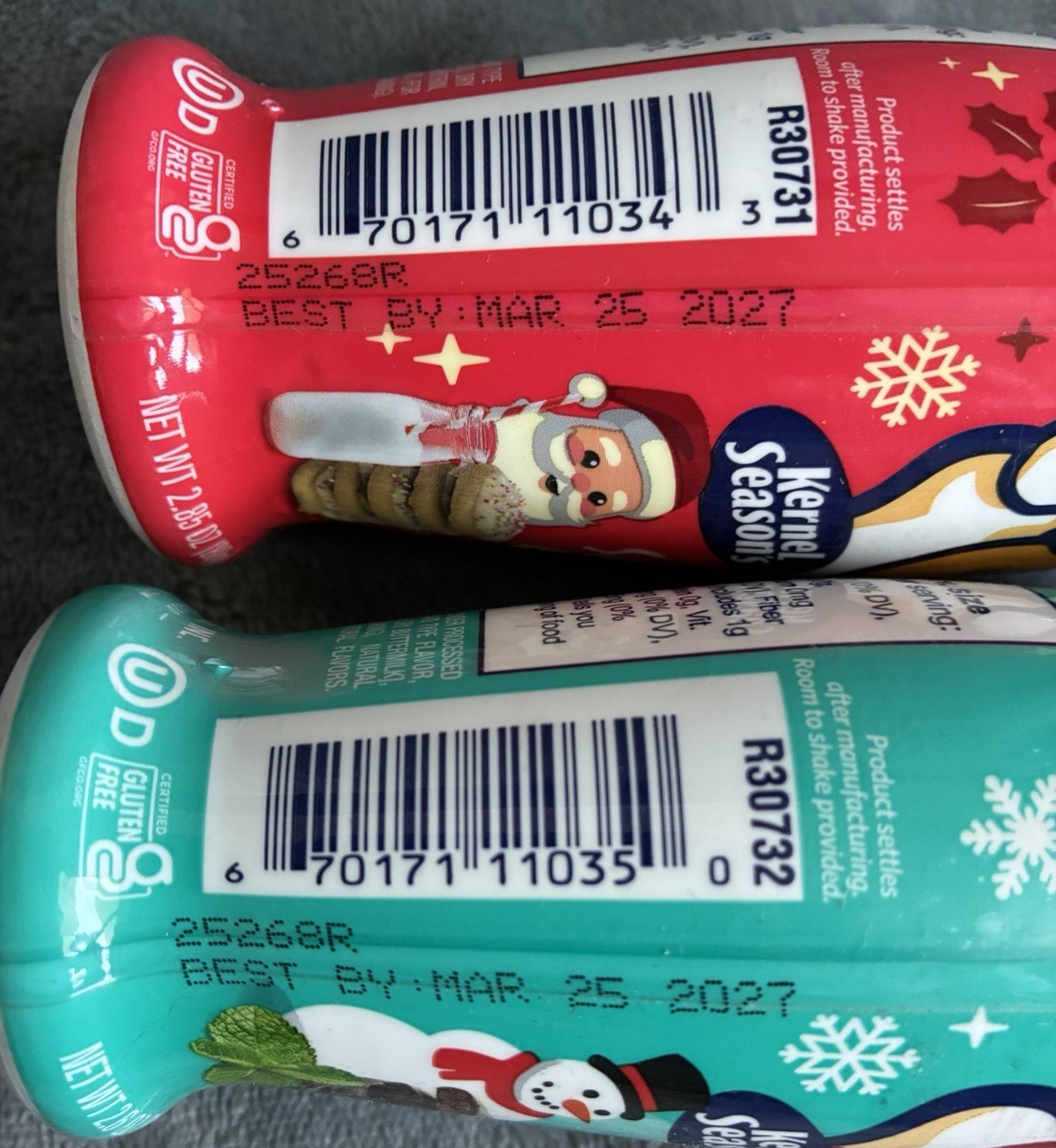 Kernel Season’s Frosty’s Mint Chip & Santa’s Cookies Popcorn Seasoning Lot Of 2