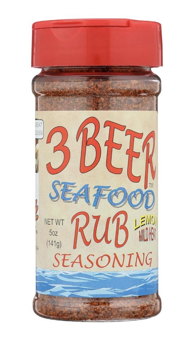 3 BEER Seafood Rub Seasoning w/Lemon, Mild Heat – 5 oz