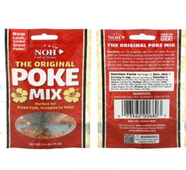 12 Hawaiian POKE MIX SEASONING -Tuna Marlin Tofu Sashimi Limu Poke NOH foods