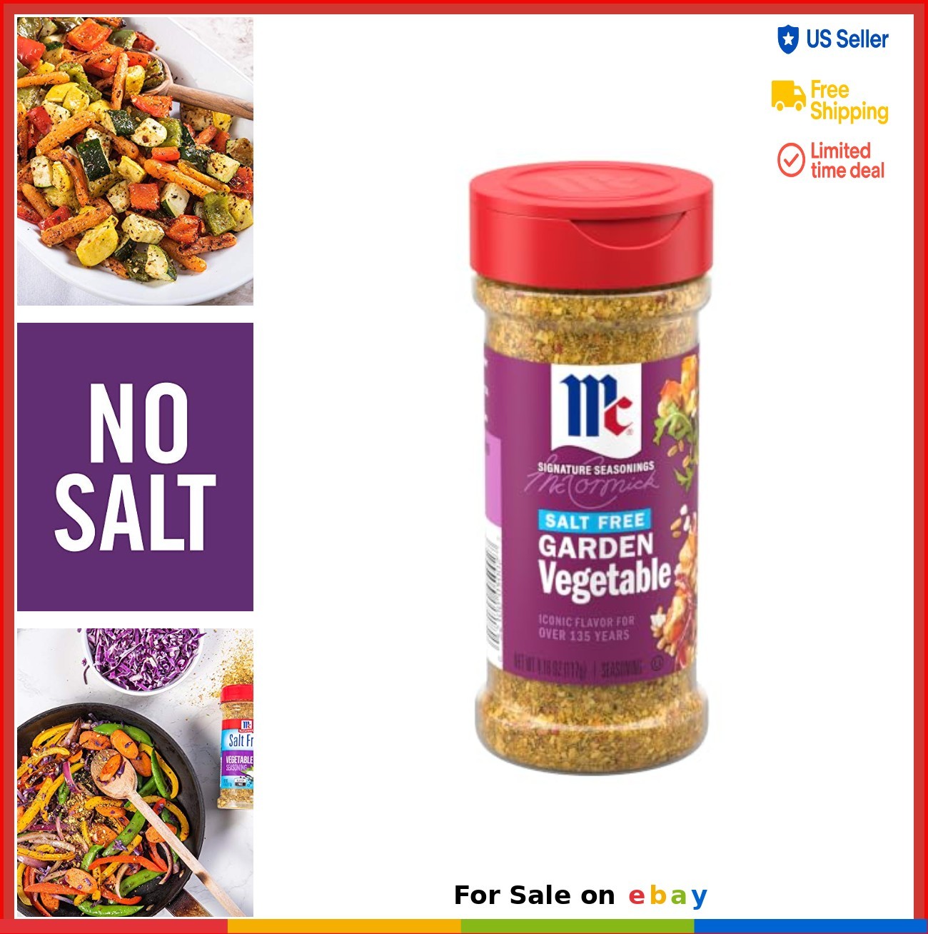 Salt Free Vegetable Seasoning 4.16 oz Pack of 6 No Salt No MSG Blend Onion