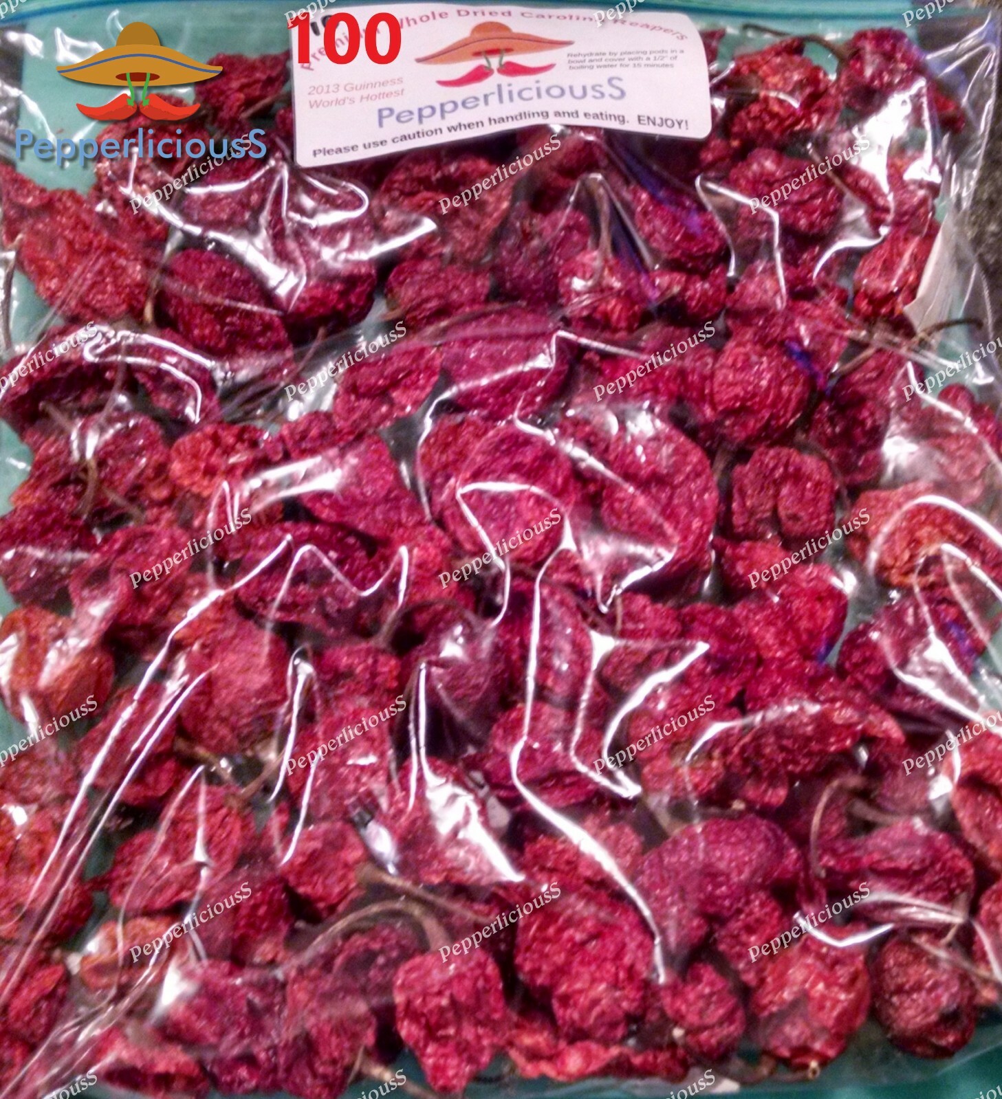 100 DRIED CAROLINA REAPER Pods – WORLDS HOTTEST CHILE PEPPER Super Hot Quality