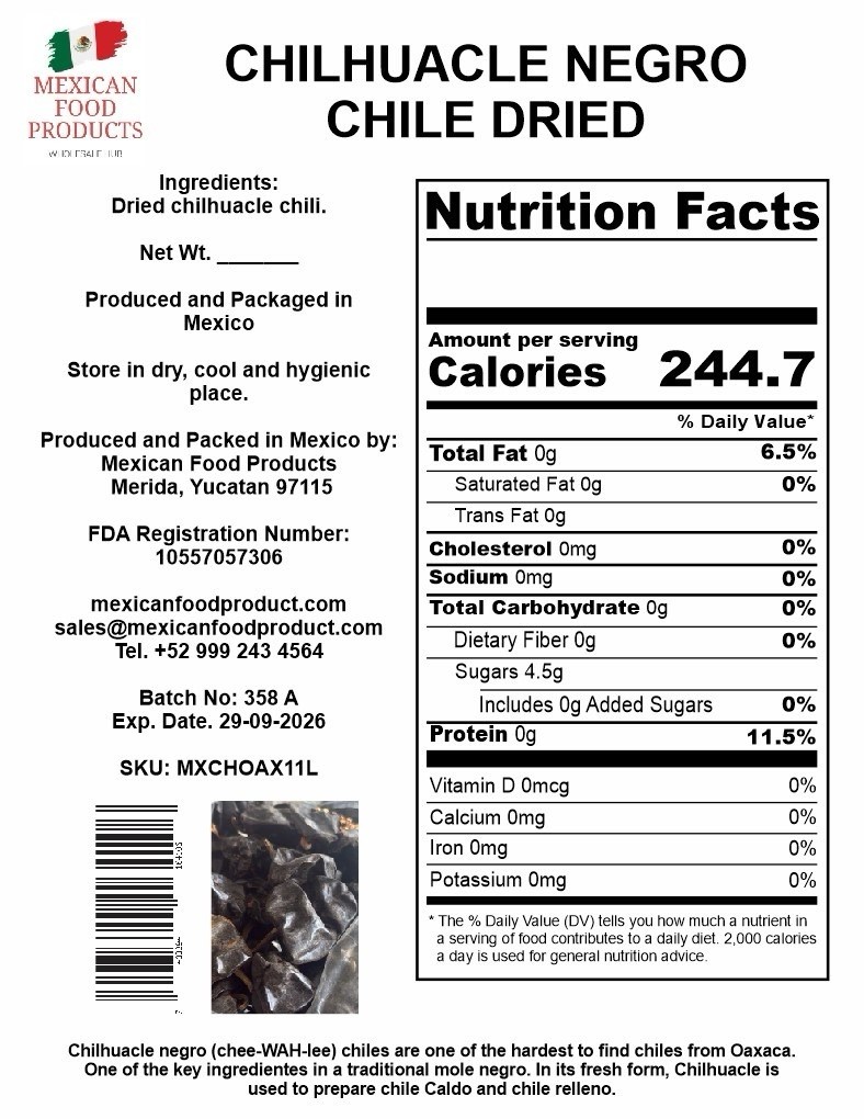 CHILHUACLE Black Dried Chile Pepper 11 LBS Case 100 % Natural FREE Shipping USA