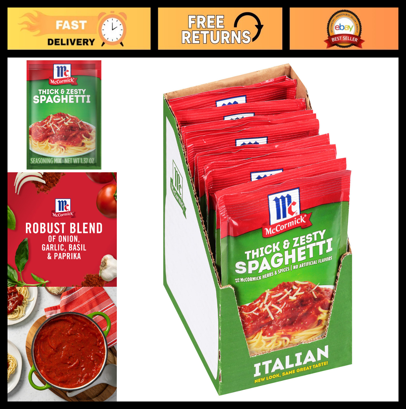 Thick & Zesty Spaghetti Sauce Mix – No Artificial Flavors, Quick Pasta Sauce, 1.