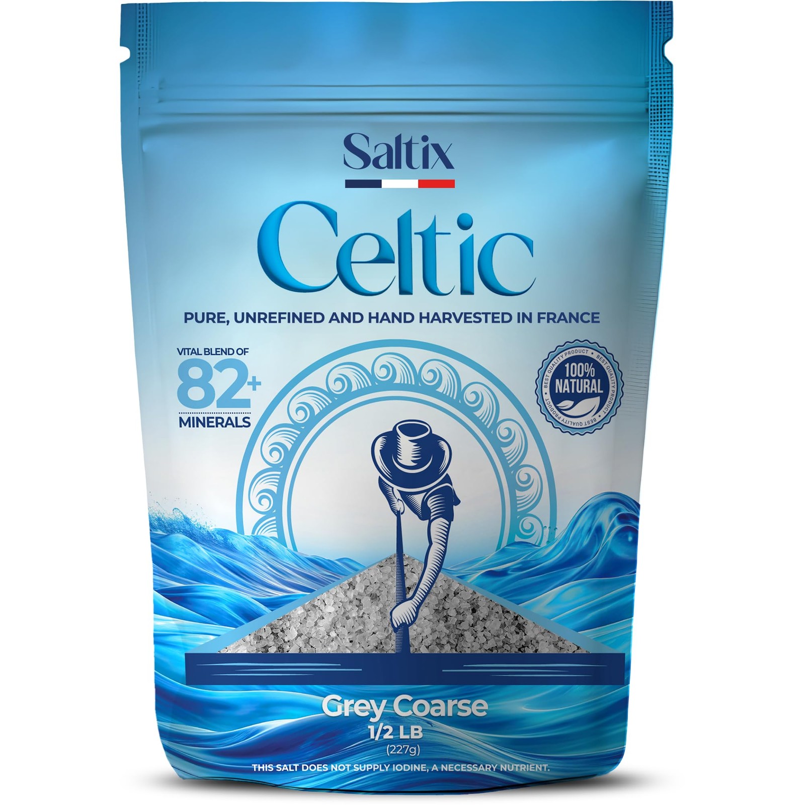 Saltix Grey Coarse Sea Salt 1/2 lbs (8oz) From the Celtic 8 Ounce (Pack of 1)