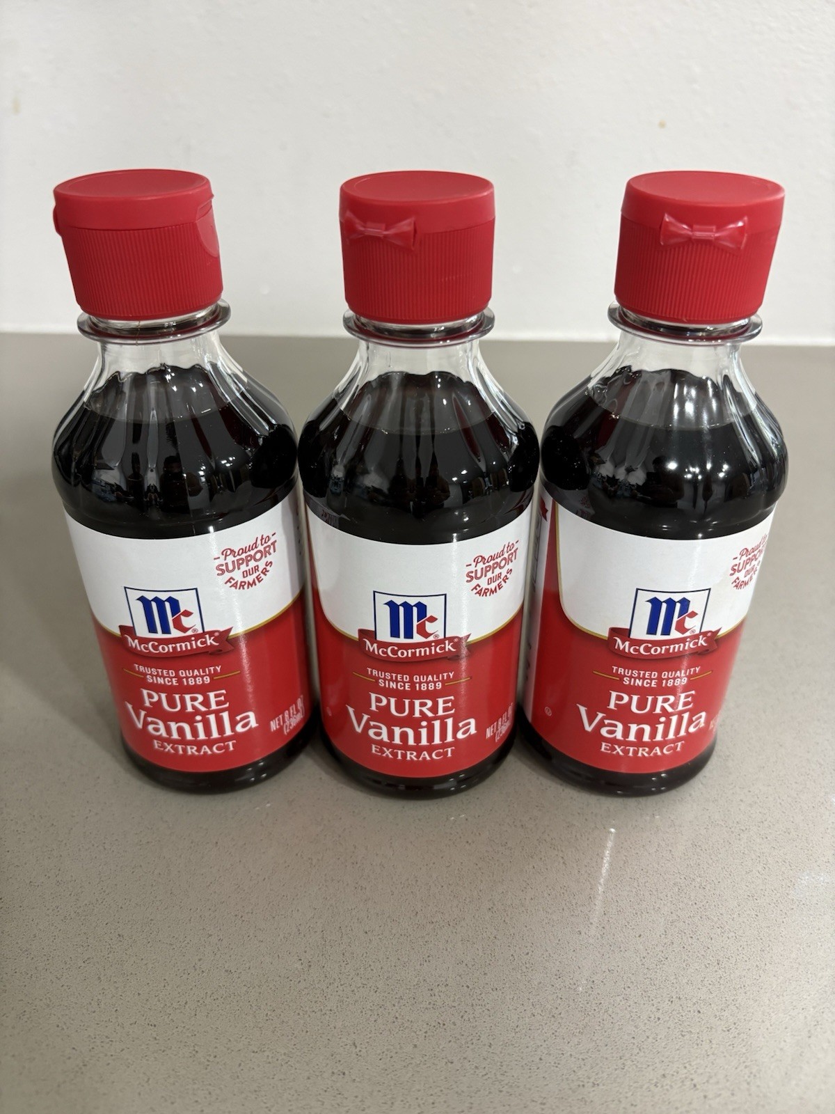 Lot Of 3 McCormick All Natural Pure Vanilla Extract, 8 fl oz