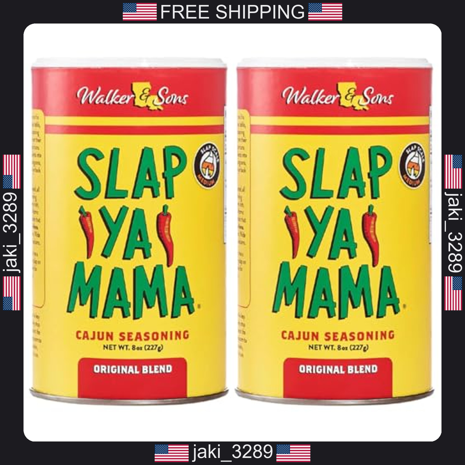 Slap Ya Mama Original Blend Cajun Seasoning – 8 oz Can, Pack of 2, All Natural,