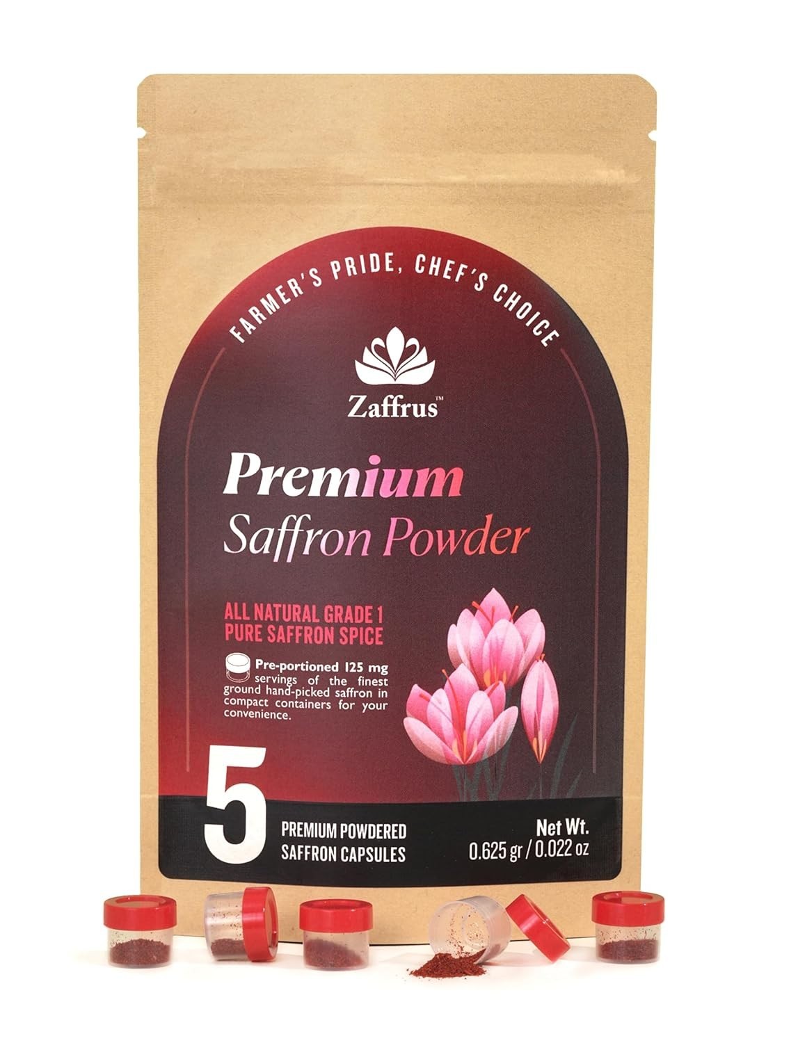Saffron Powder for Cooking, Athletes, Specialty Drinks Fans – Pack of 5 0.625…