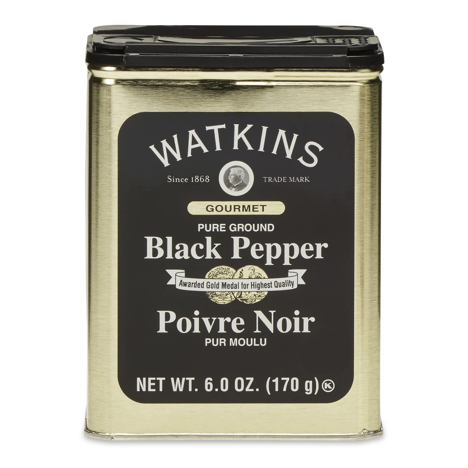 Watkins Gourmet Spice Tin, Pure Ground Black Pepper, 6 6 Ounce (Pack of 1)
